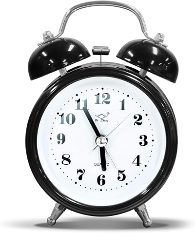 OWill Twin Bell Alarm Clock 4 Inches Loud Battery Operated Retro Bedside