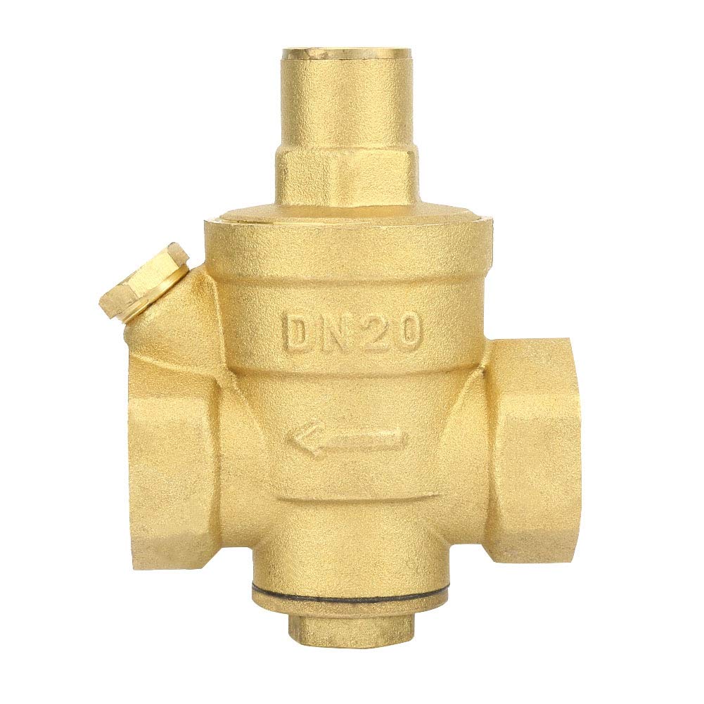 Yanmis Pressure Regulator, 905 DN20 Water Pressure Regulator Adjustable Brass Piston Type Regulating Valve without Gauge