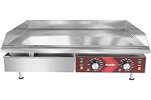 EGGKITPO Commercial Electric Griddle 29 Inch Large Countertop Griddle Non-Stick Flat Top Grill Stainless Steel Teppanyaki Griddle with Adjustable Temperature 90℉-575℉ for Restaurant Use 240V 3500W