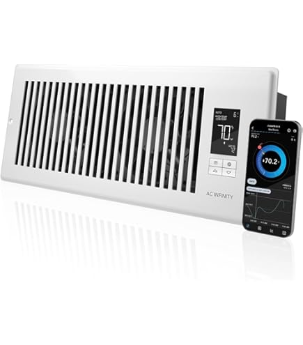 AC INFINITY AIRTAP T6 ホワイト 6×12 サーキュレーター AC INFINITY AIRTAP T6, Quiet Register Booster Fan with Thermostat