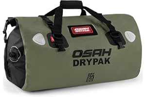 OSAH DRYPAK Waterproof Duffel Bag - Motorcycle Dry Bag Tail Bag with Large Storage Space, Waterproof Luggage Duffle Bags with Outer Mesh Zipper Pocket for Camping, Kayaking, Fishing & Traveling