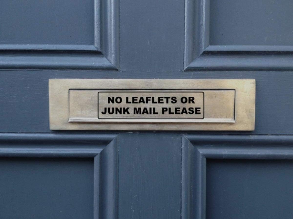 No Leaflets or Junk Mail please door letter box Vinyl sticker For Shop