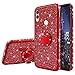 ISADENSER for Samsung A20 Case Galaxy A30 Case Ultra-Slim Glitter Bling Diamond Luxury Plating Silicon TPU Soft Cover with Ring Stand Holder for Samsung Galaxy A20 / A30,Red TPU with Stand Holder