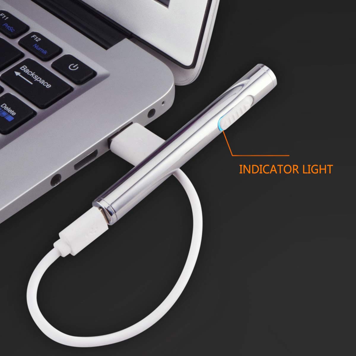 Oumosi Zigarettenanzünder in Metallform, langes Zigarettenanzünder, USB-Ladekabel Silber