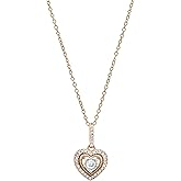 Dazzlingrock Collection 0.13 Ctw Round White Natural Diamond Women Double Heart Pendant, in Real Solid Gold & 925 Sterling Silver