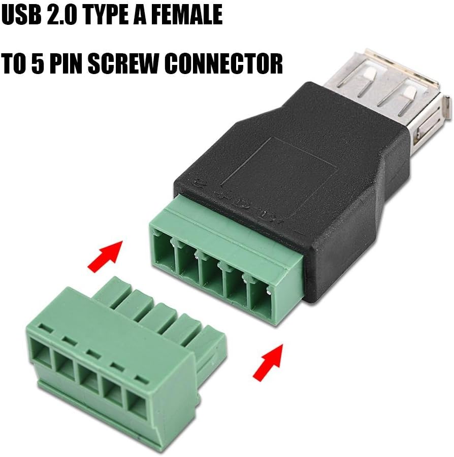 Socobeta Screw Adapter Connector USB 2.0 Type A Female Jack to 5 Pin Screw Adapter Connector 1Pcs, default - Image 4