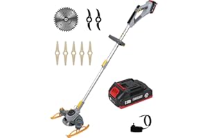 AGUTEGUTE Super Battery Powered Weed Wacker, Cordless Electric Weed Eater+Edger+Trimmer+Cutter 4 in 1, Running Time 60 Mins(One 2.5 Ah Battery),Weed Whacker,Edger Lawn Tool,Grass Trimmer with Blades and Charger