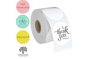 Round Thermal Printer Stickers, 750 Direct Thermal Labels, 2" Self-Adhesive Address Shipping Thermal Stickers, Circle Sticker