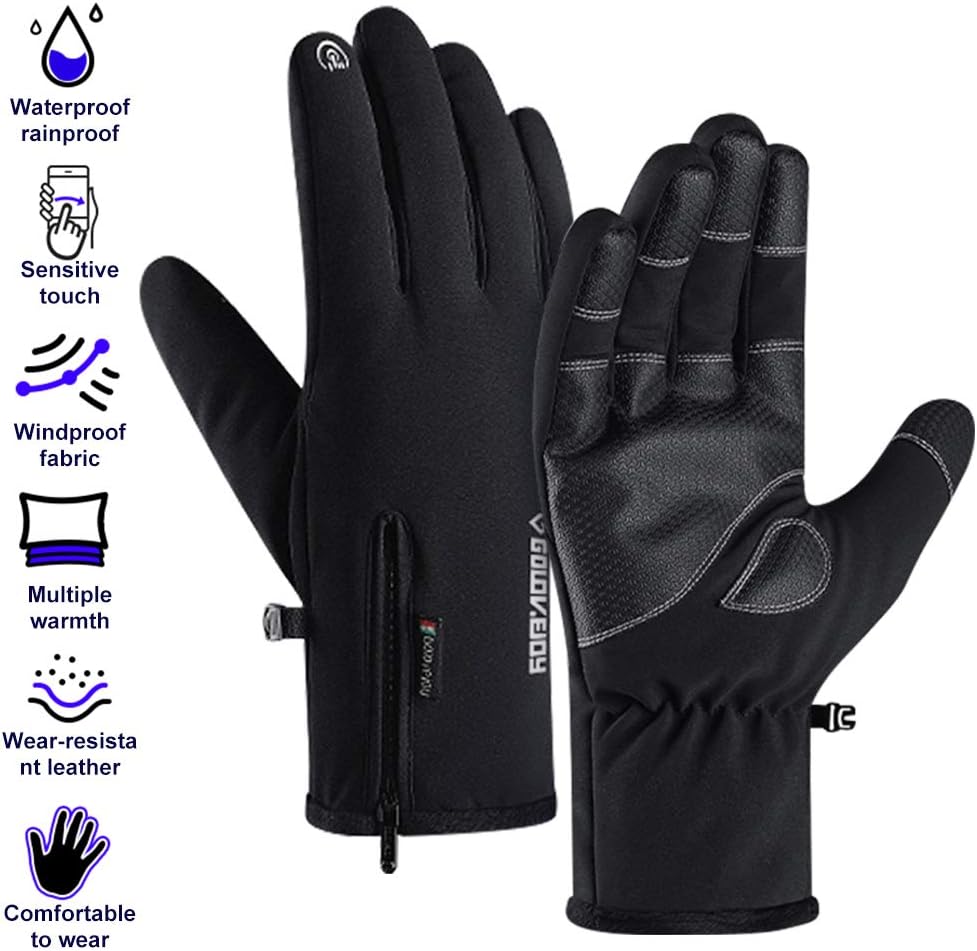 Feelorna Guanti invernali da donna impermeabili touch screen guanti caldi guanti da sci con polsini elastici, antivento, guanti termici per lavoro (nero, taglia unica Feelorna Guanti invernali da donna impermeabili touch screen guanti caldi guanti da sci con polsini elastici, antivento, guanti termici per lavoro (nero, taglia unica