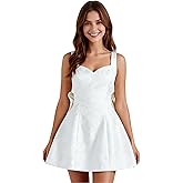 JUMISEE Jacquard Satin Homecoming Dress with Bow Elegant Embroidery A Line Graduation Mini Dress Short Prom Dresses