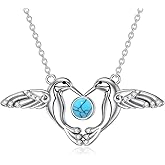 BETHZA Hummingbird Necklace for Women, 925 Sterling Silver Genuine Turquoise Hummingbird Pendant Jewelry Christmas Birthday Gifts for Mom Wife Girlfriend