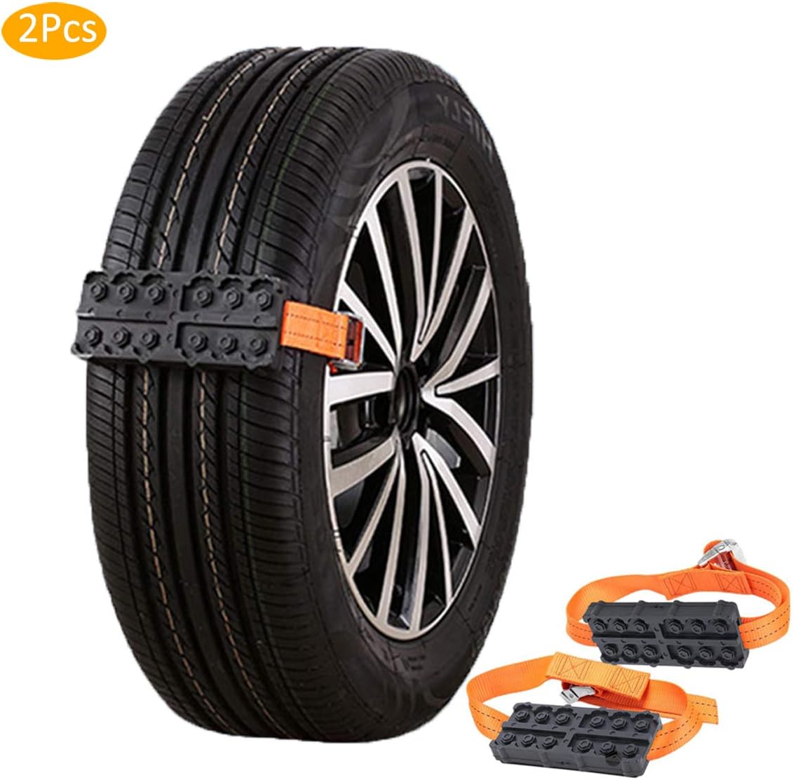 2 Pcs Anti Skid Tire Block - Emergency Snow Chains Traction Device for Ice, Snow, Mud, Sand Road Safe Driving Car Accessories
