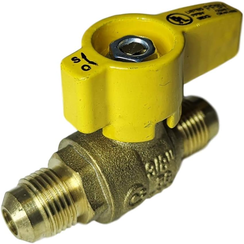 1 PIECE XFITTING 3/8" FLARE X 3/8" FLARE GAS VALVE, 1/4 TURN PROPANE