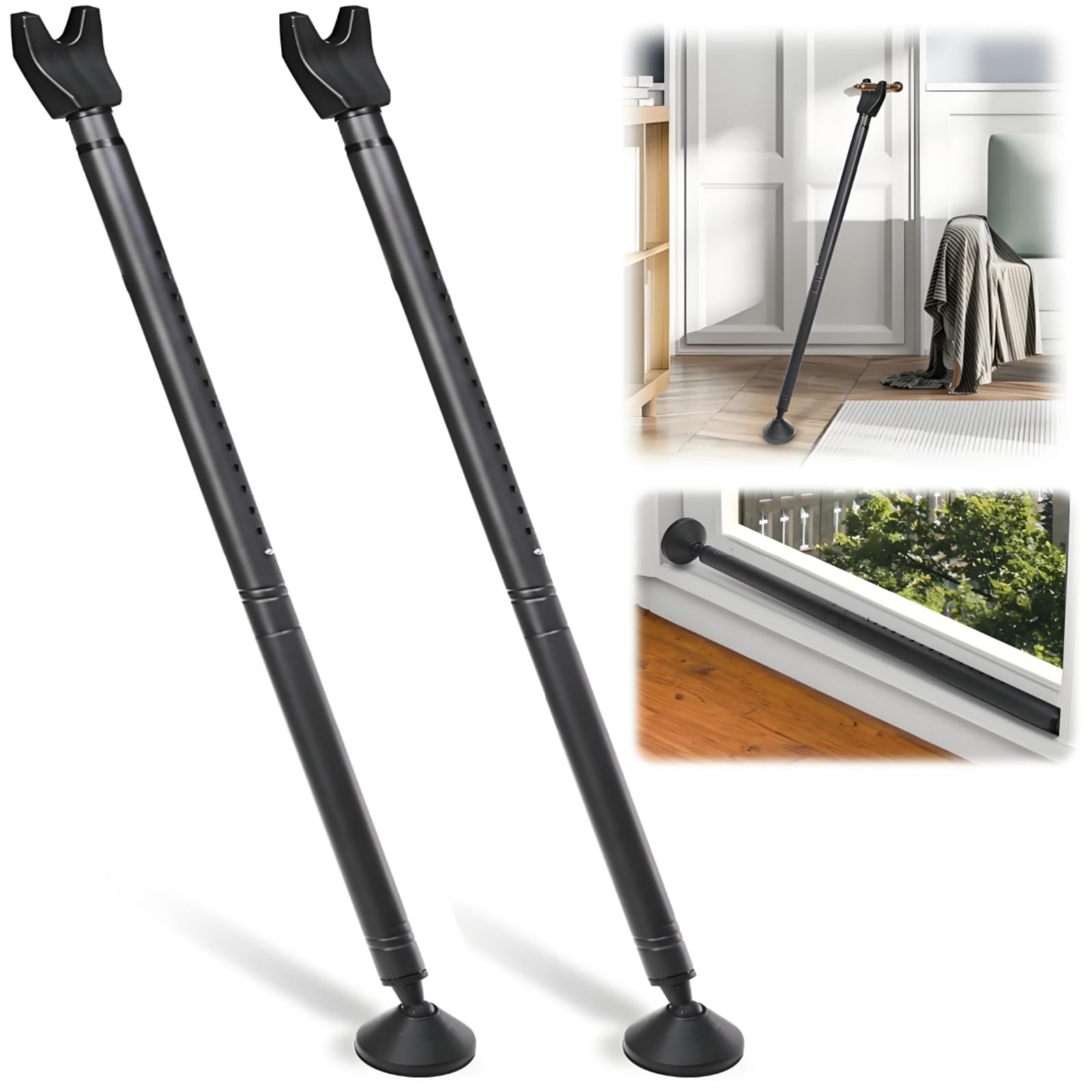 Photo 1 of Acshio 2 Pack Door Security Bars, Anti-Slip Heavy Duty Door Stoppers Sliding Patio Bar, 2-in-1 Adjustable Jammer Barricade Security Door Lock Bar for Apartment, Home, Travel, Hotel Room