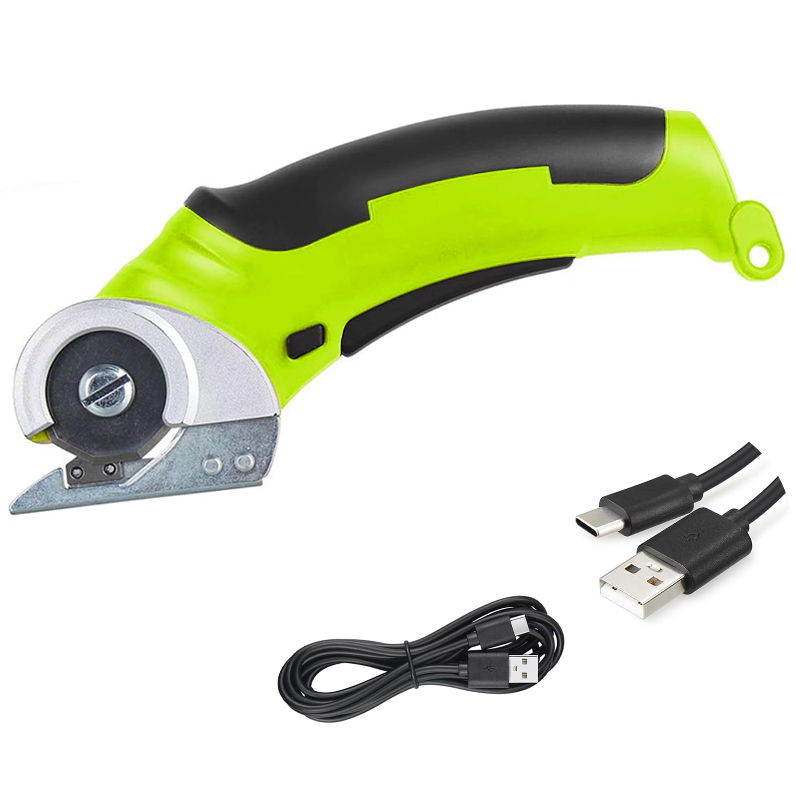 Electric Cordless Cloth Cutter with Cutting Blades, Portable Fabric Scissor Cutting Machine Working with Safety Lock, Handheld Trimmer for Paperboard, Fabric, Carpet, Leather, Sponge, Rugs