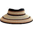 San Diego Hat Company Women's One Size Ultrabraid Visor with Ribbon Trim and Black Velcro, Mixed Brown