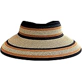 San Diego Hat Company Women's One Size Ultrabraid Visor with Ribbon Trim and Black Velcro, Mixed Brown