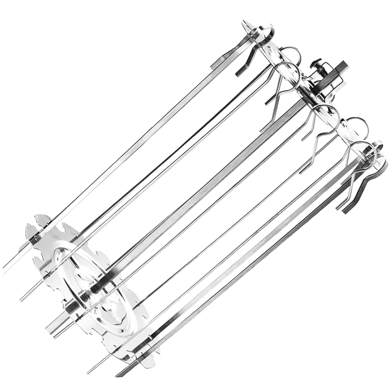 Skewer Rack Set Stainless Steel Skewers Needle Cage Kebab Maker Grill Rotating Meat Forks Grill Cage Kit BBQ Grill Cage Roaster Rotisserie for Kitchen Outdoor Tools(20cm)