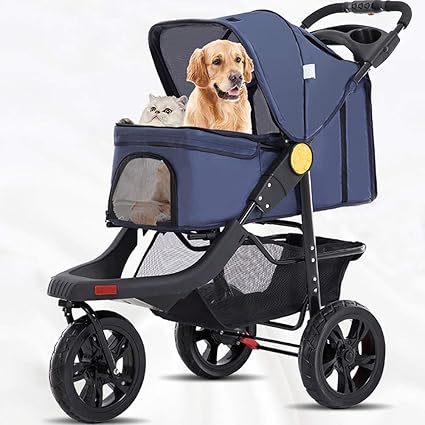 Gaxyd Pet Stroller 3 Wheels Cat Dog Pushchair Trolley Puppy Jogger Carrier One Click Folding Shockproof With Water Cup Holder Storage Basket Loading 25 Kg Amazon Co Uk Kitchen Home