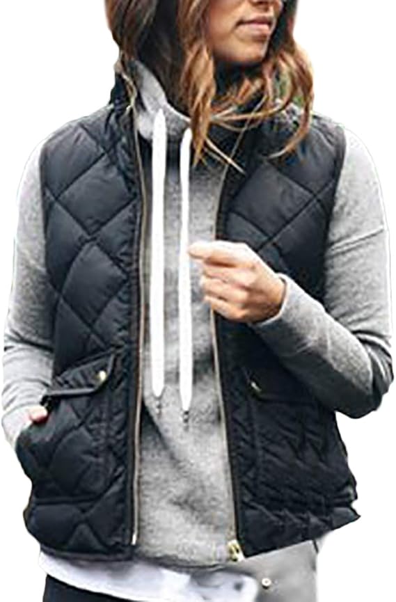 Quilted Vest Women's Sleeveless Collar Solid Stand Clothing Color Vest