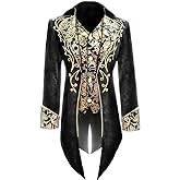 AIBEIX Men's Steampunk Vintage Tailcoat Jacket Gothic Victorian Frock Uniform