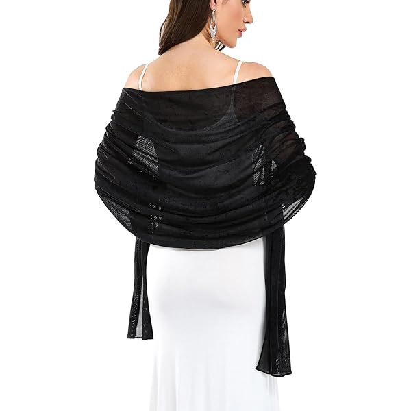 Geyoga Women Velvet Scarfs Shawls and Wraps for Evening Dresses Wedding  Bridal Scarves Formal Cover up Dress Accessories(Classic,Black,20