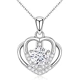 AGQWR Jewelry Gifts for Women, Moissanite Heart Necklace 1-2Carat - Birthday Gift for Wife, Anniversary Necklace for Women, Christmas Valentine's Day Mother's Day Fine Jewelry Romantic Gifts for Her