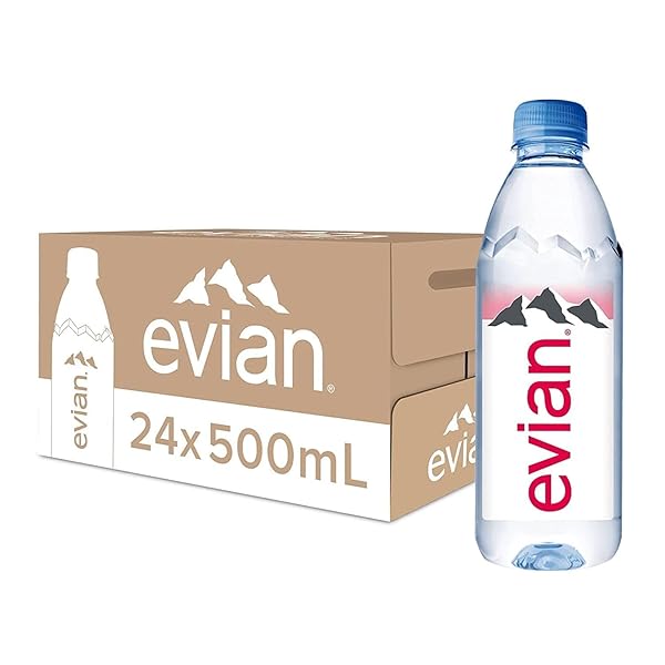 EVIAN NATURAL SPRING WATER, 1 L BOTTLES, 6 PACK
