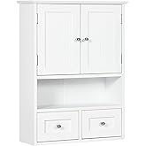 kleankin Bathroom Wall Cabinet, Medicine Cabinet, Over Toilet Storage Cabinet with Shelf and Drawers for Hallway, Living Room