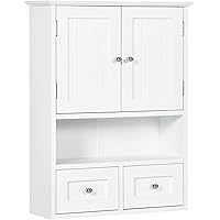 kleankin Bathroom Wall Cabinet, Medicine Cabinet, Over Toilet Storage Cabinet with Shelf and Drawers for Hallway, Living Room
