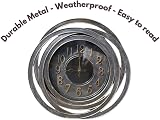 HomeZone Large Silver Wall Clock 51cm Waterproof Indoor Outdoor Decor view 7