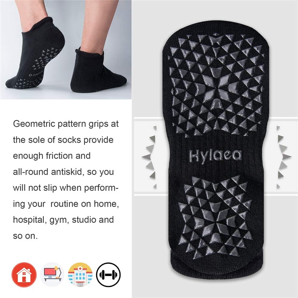 Hylaea Unisex Non Slip Grip Socks for Yoga, Hospital, Pilates, Barre | Ankle, Cushioned : Clothing