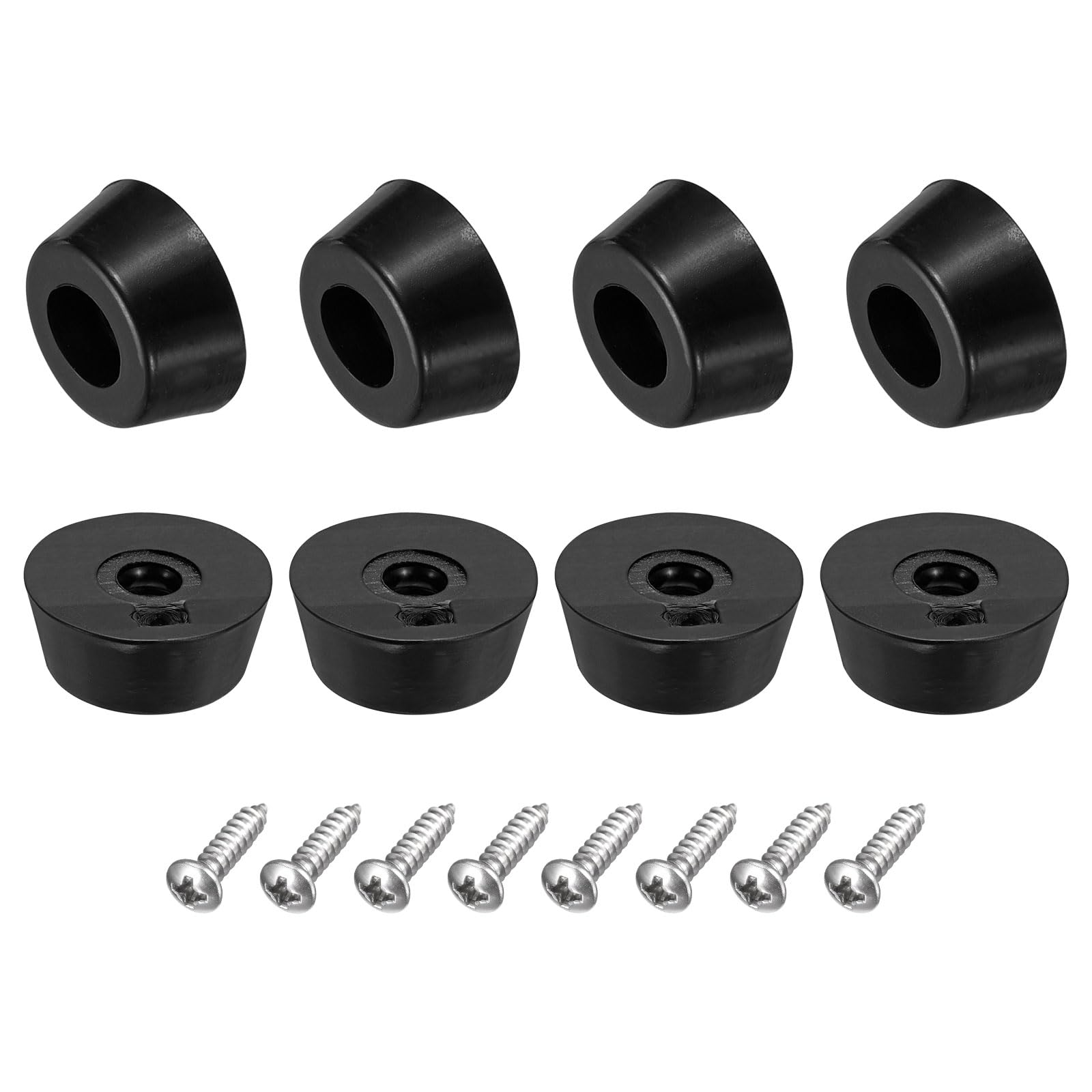 uxcell 8Pcs Rubber Bumper Feet, 0.31" H x 0.79" W Round Pads with Stainless Steel Washer and Screws for Furniture, Appliances, Electronics