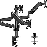 MOUNTUP Triple Monitor Stand Mount - 3 Monitor Desk Mount for Computer Screens Up to 27 inch, Triple Monitor Arm with Gas Spr