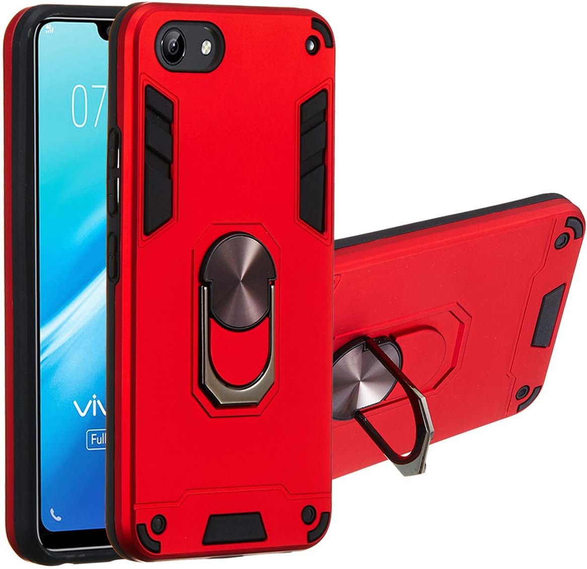 Amazon Com Vivo Y81 Case Gift Source 2 In 1 Dual Layer Shockproof Protective Case Hybrid Hard Pc And Soft Tpu Silicone Cover Slim Shell With Metal Ring Kickstand For Vivo Y81 6 22 Red