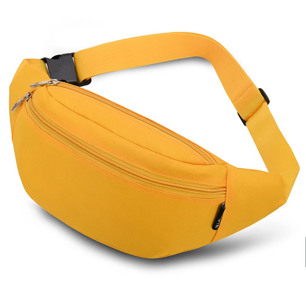 Bumbags and Fanny Packs for Men Women Hiking Running Travel Waterproof Waist Bag Walking Dog Outdoor Sport for Ladies Boys Yellow