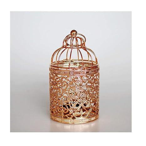 Cage à Oiseaux En Métal Porte Bougie Fer Doré Artisanat