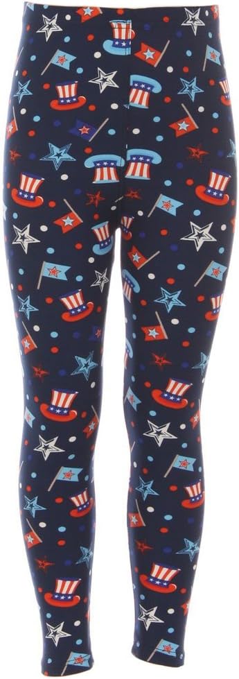 iZZYZX Kid's Funny & Cute Pattern Print Leggings - Cartoon Flag Character Skull Flower