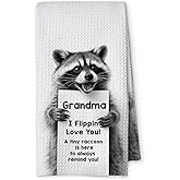 Threegoat 1 PCS Funny Cute Raccoon Hand Towels for Bathroom,Raccoon Gifts for Women, Raccoon Decor Cute Kitchen Towels,Animal Decorative Towels for Kids' Bathroom, Pet Owners Housewarming - 11