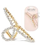 Kitsch Loop-Shaped Gold Rhinestone Claw Clip, Metal