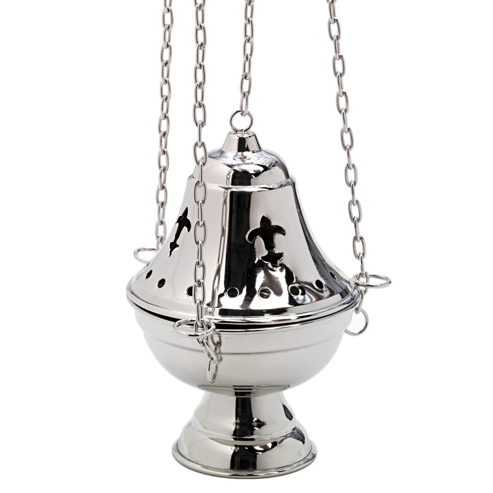 NKlaus Smoking Barrel Swivel with Inner Bowl Chain 75cm Smoking Barrel Brass nickel plated 7618
