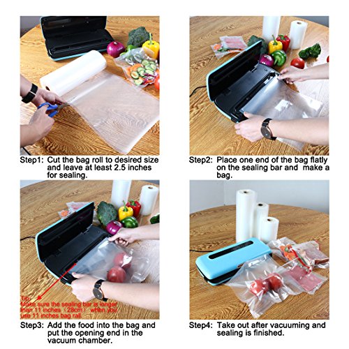 uxcell 2 Rolls Vacuum Sealer Bags Vegetable Meat Food Sealer Saver Storage Holder 4 mil Textured Home Kitchen 6 Inch x 50 Ft and 8 Inch x 50 Ft Clear - Thumbnail 6