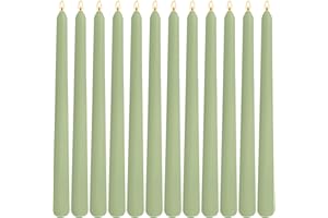 SIHUIDA 12-Pack Sage Green Taper Candles, 10 Inch Unscented Dripless Candlesticks, Long-Lasting Burn Time of 7-8 Hours, Perfect for Home Décor, Spring and St. Patrick's Day