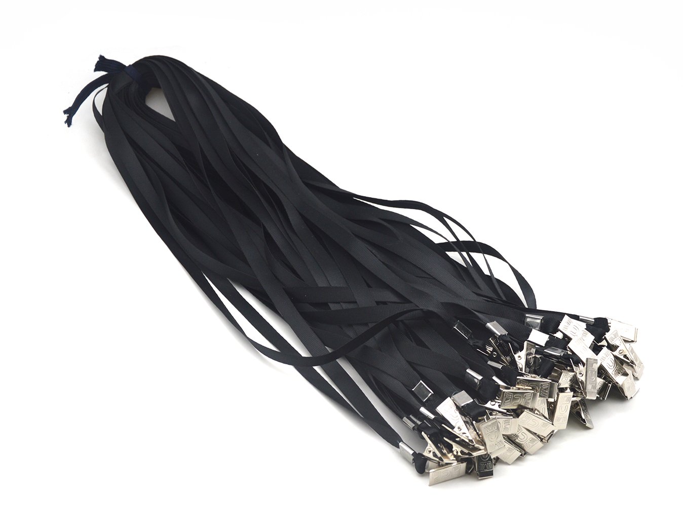 Bird Fiy 50 Pcs Nylon Cord Lanyard Bulldog Clip Deluxe Neck Lanyard for Id Cards/badges (black)