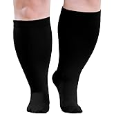 AMITOFO Plus Size Compression Socks Wide Calf for Women Men, 20-30mmHg Medical Grade Support for Circulation, Edema, Varicose Veinss Suitable for Nursing, Travel, Running, XL-7XL