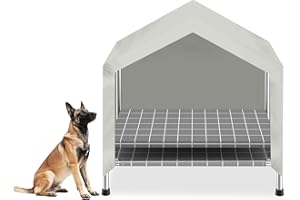 DOPLIV Elevated Dog House with Soft Cushion Insert - Comfortable Pet Home with Elevated Design, Sturdy Dog Shelter for Indoor/Outdoor Use,Perfect for Medium Pets