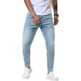 Woenzaia Mens Jeans Slim Fit Skinny Denim Stretch Tapered Jean Pants