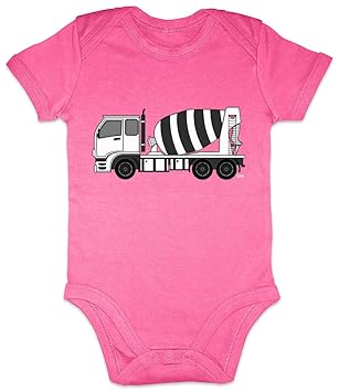 HARIZ Baby Body Kurzarm Betonmischer Fahrmischer Bagger Kinder Baga Kleinkind Plus Geschenkkarten Einhorn Fuchsia 0-3 Monate