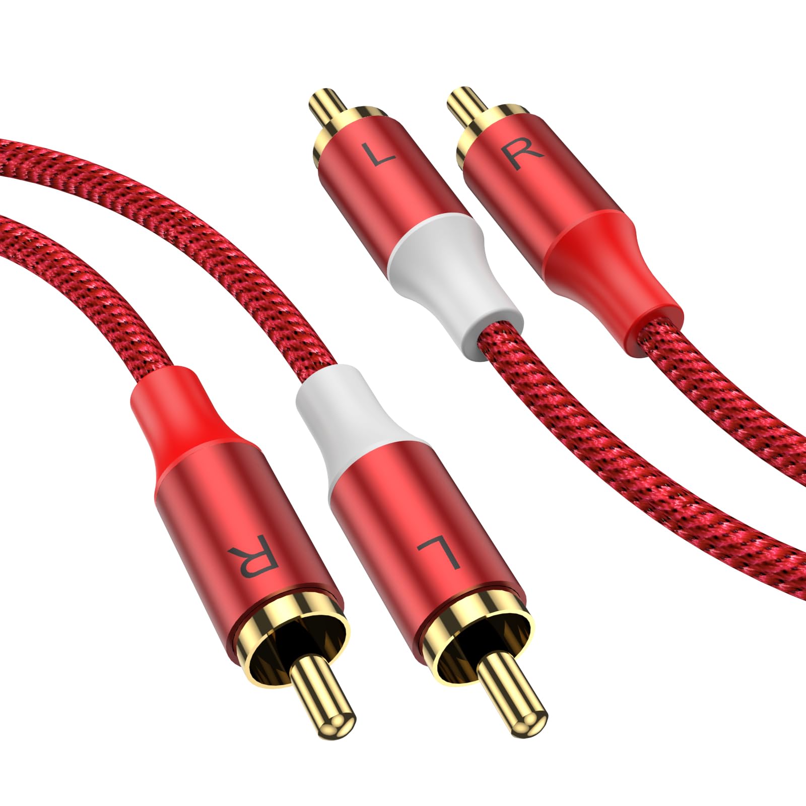 MOSWAG RCA Stereo Cable,2-Male to 2-Male RCA Audio Stereo Cable 10Ft/3M,rca Cord Auxiliary Audio Cord Nylon Braided for Home Theater, HDTV, Amplifiers, Hi-Fi Systems, Car Audio, Speakers