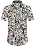 SSLR Men's Summer Casual Flower Short Sleeve Shirt (Large, Blue Red 2#)